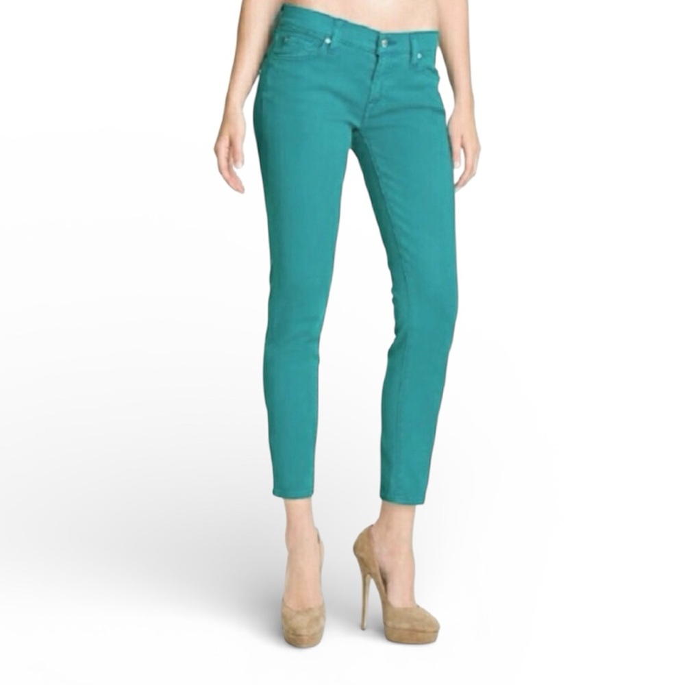 7 For All Mankind Gwenevere Ankle Skinny Jean in Segn Green Size 28